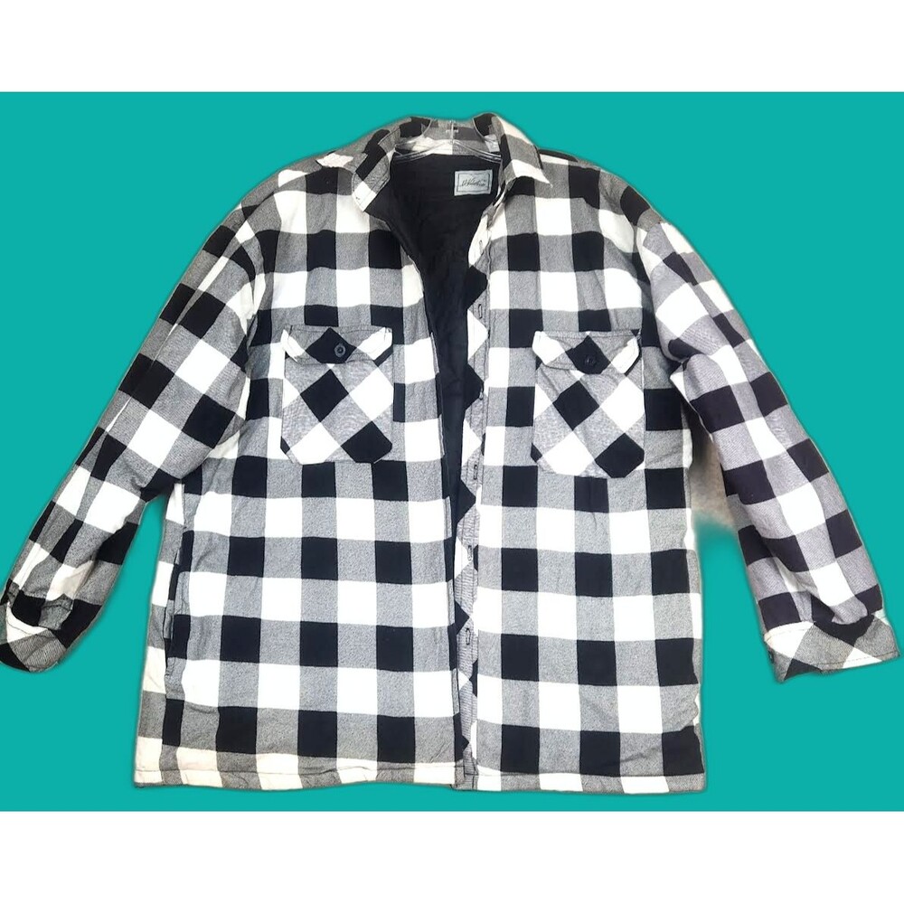 90’s Vintage H Valentino Quilted Flannel Shirt Jacket Buffalo Plaid Size XL